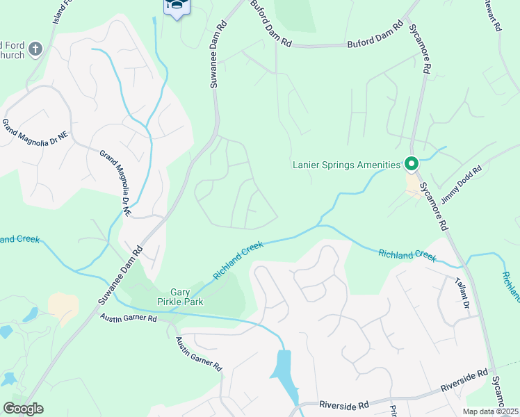 map of restaurants, bars, coffee shops, grocery stores, and more near 6215 Barley Square Northeast in Sugar Hill