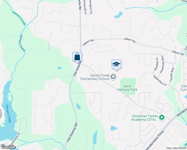 map of restaurants, bars, coffee shops, grocery stores, and more near 3915 Trammel Drive in Cumming