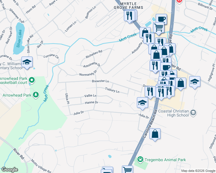 map of restaurants, bars, coffee shops, grocery stores, and more near 711 Tisbury Lane in Wilmington