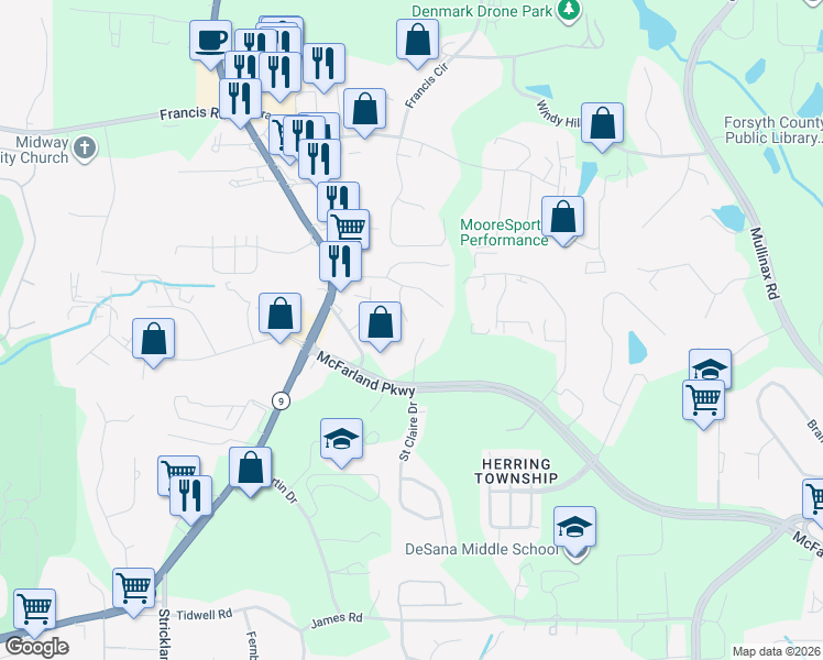 map of restaurants, bars, coffee shops, grocery stores, and more near 6380 Elmshorn Way in Alpharetta