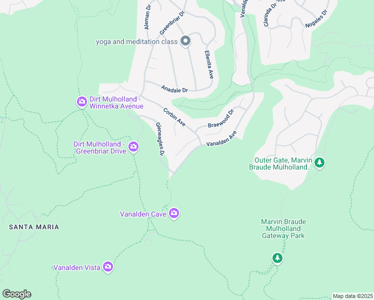 map of restaurants, bars, coffee shops, grocery stores, and more near 19664 Trull Brook Drive in Los Angeles
