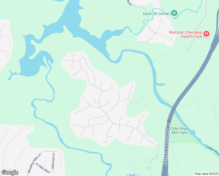 map of restaurants, bars, coffee shops, grocery stores, and more near 221 Ashland Drive in Woodstock