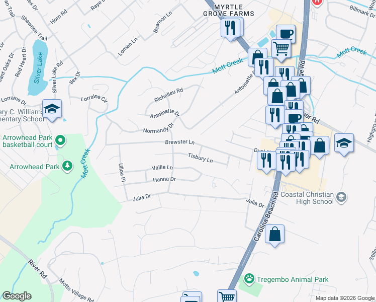 map of restaurants, bars, coffee shops, grocery stores, and more near 711 Tisbury Ln in Wilmington