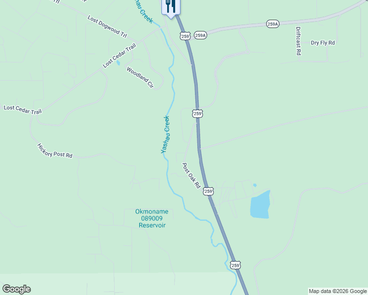 map of restaurants, bars, coffee shops, grocery stores, and more near 313 Post Oak Road in Broken Bow