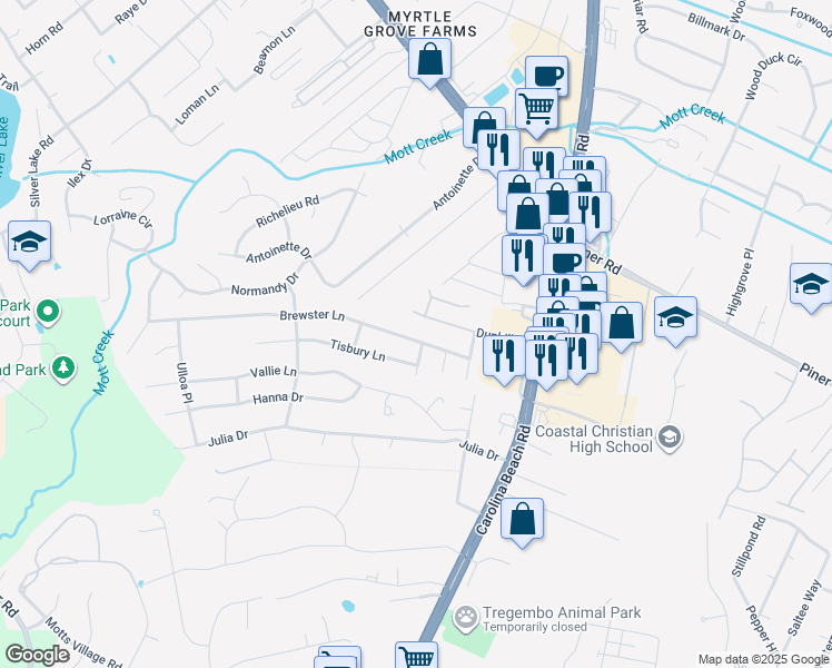 map of restaurants, bars, coffee shops, grocery stores, and more near 815 Brewster Lane in Wilmington