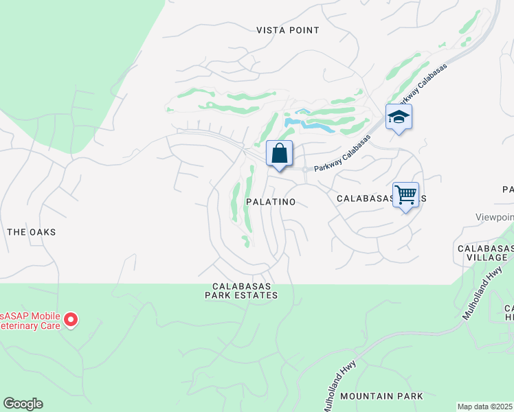 map of restaurants, bars, coffee shops, grocery stores, and more near 3733 Calle Joaquin in Calabasas