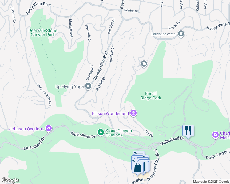 map of restaurants, bars, coffee shops, grocery stores, and more near 3642 Beverly Ridge Drive in Los Angeles