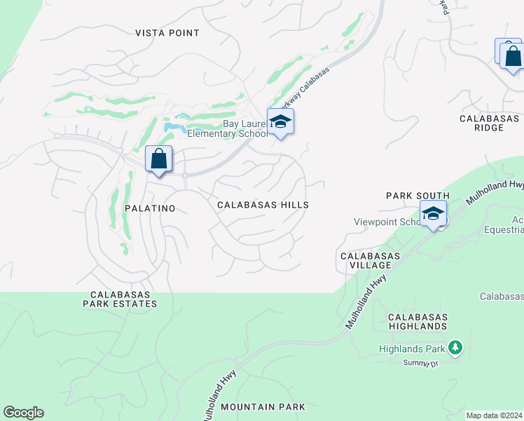 map of restaurants, bars, coffee shops, grocery stores, and more near 24709 Calle Conejo in Calabasas