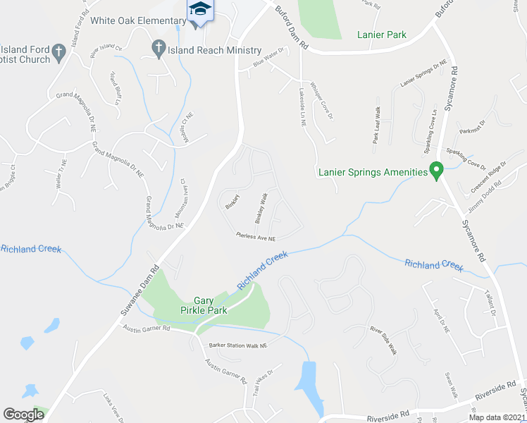 map of restaurants, bars, coffee shops, grocery stores, and more near 723 Binkley Walk in Sugar Hill