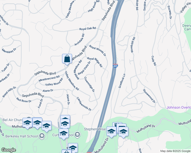 map of restaurants, bars, coffee shops, grocery stores, and more near 5653 Crownridge Place in Los Angeles