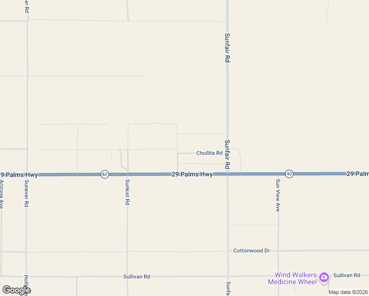 map of restaurants, bars, coffee shops, grocery stores, and more near 64714 Chollita Road in Joshua Tree