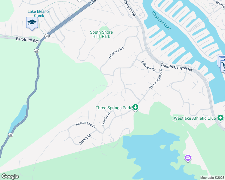 map of restaurants, bars, coffee shops, grocery stores, and more near 3085 Grandoaks Drive in Westlake Village