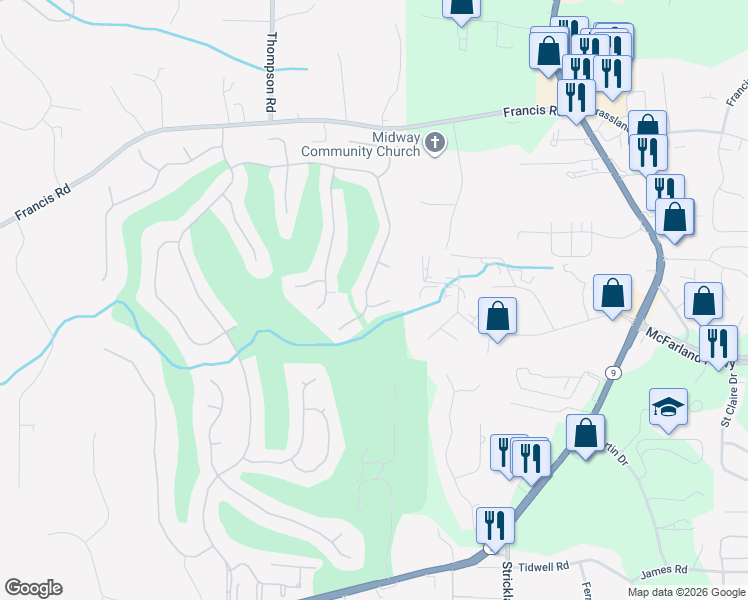 map of restaurants, bars, coffee shops, grocery stores, and more near 202 Creek Ridge Chase in Alpharetta