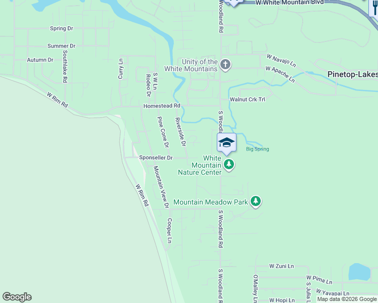 map of restaurants, bars, coffee shops, grocery stores, and more near 382 Riverside Drive in Navajo County