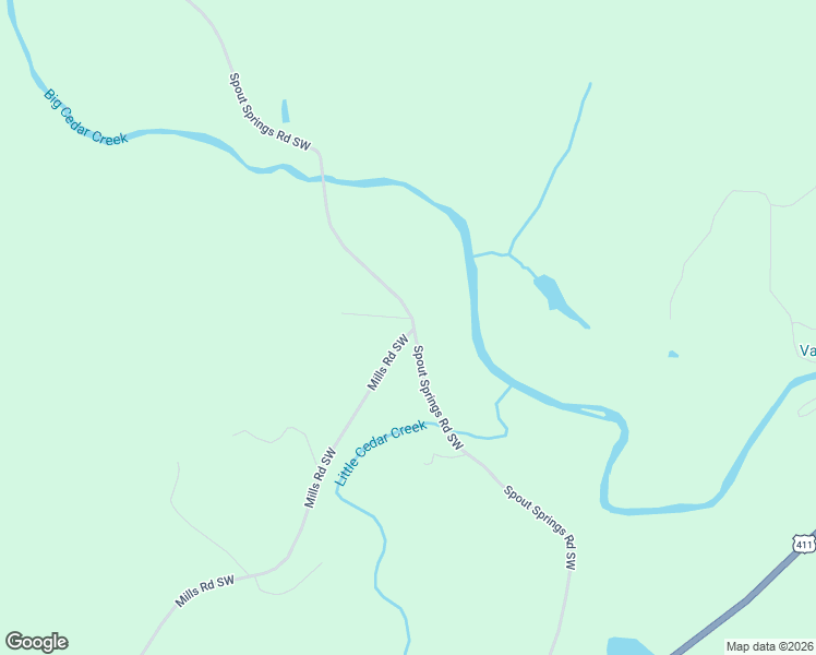 map of restaurants, bars, coffee shops, grocery stores, and more near 46-AC Spout Springs Road Southwest in Cave Spring