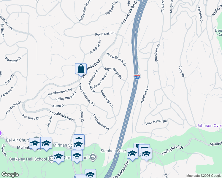 map of restaurants, bars, coffee shops, grocery stores, and more near 5653 Crownridge Place in Los Angeles