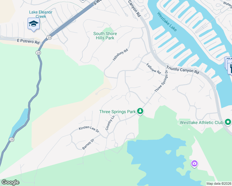 map of restaurants, bars, coffee shops, grocery stores, and more near 3085 Grandoaks Drive in Westlake Village