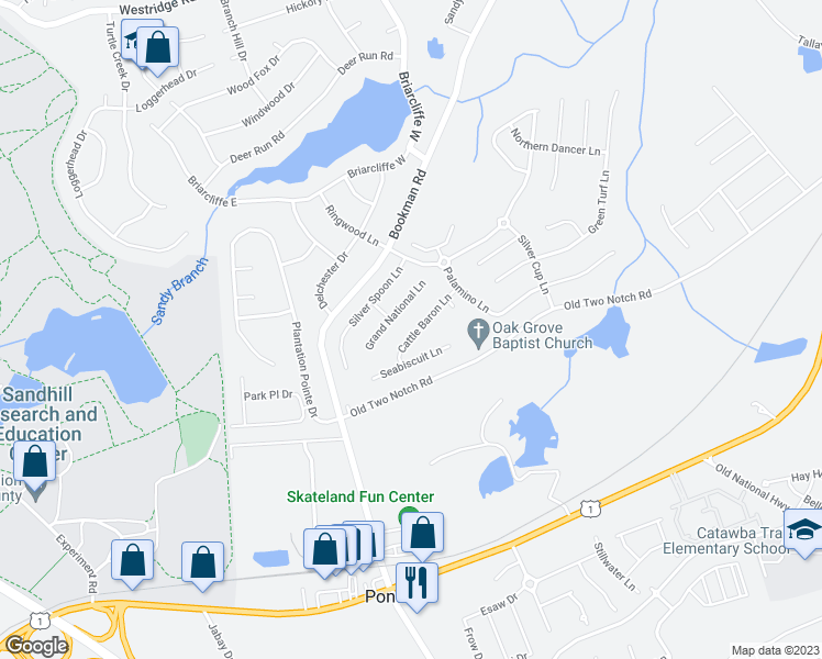 map of restaurants, bars, coffee shops, grocery stores, and more near 142 Cattle Baron Lane in Elgin