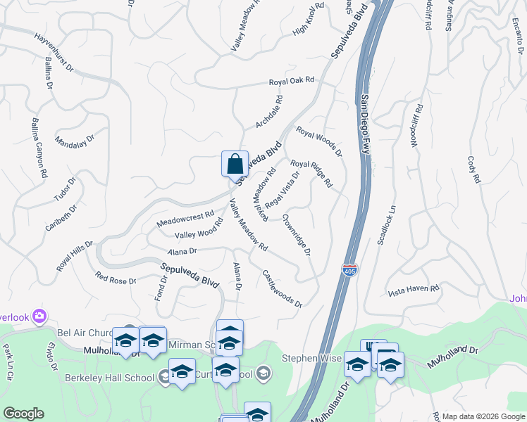 map of restaurants, bars, coffee shops, grocery stores, and more near 3700 Regal Vista Drive in Los Angeles