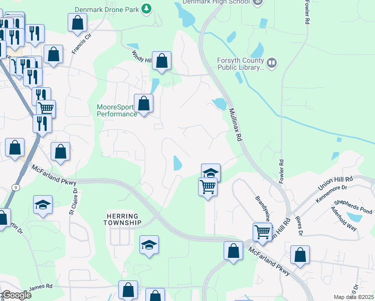 map of restaurants, bars, coffee shops, grocery stores, and more near 557 Windstone Trail in Alpharetta