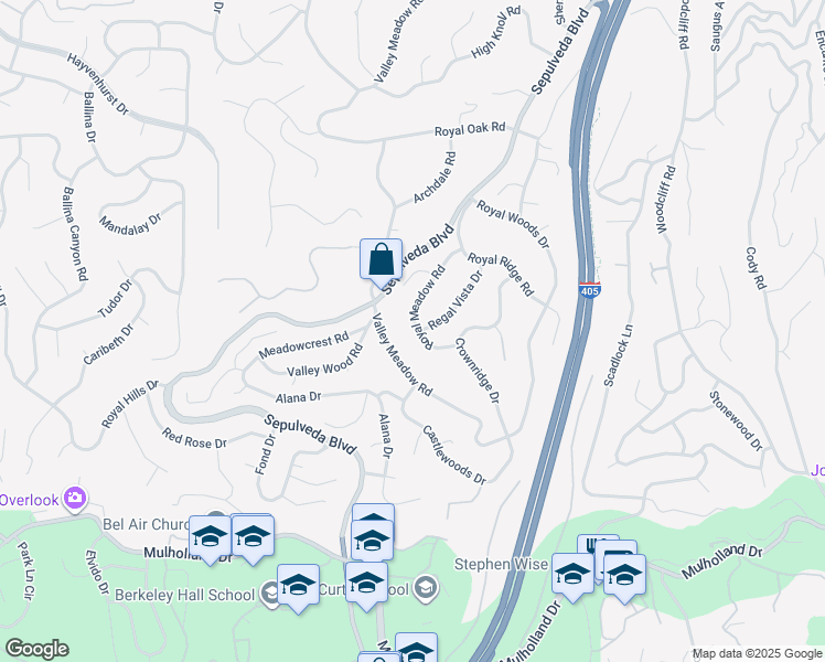 map of restaurants, bars, coffee shops, grocery stores, and more near 3701 Royal Meadow Road in Los Angeles
