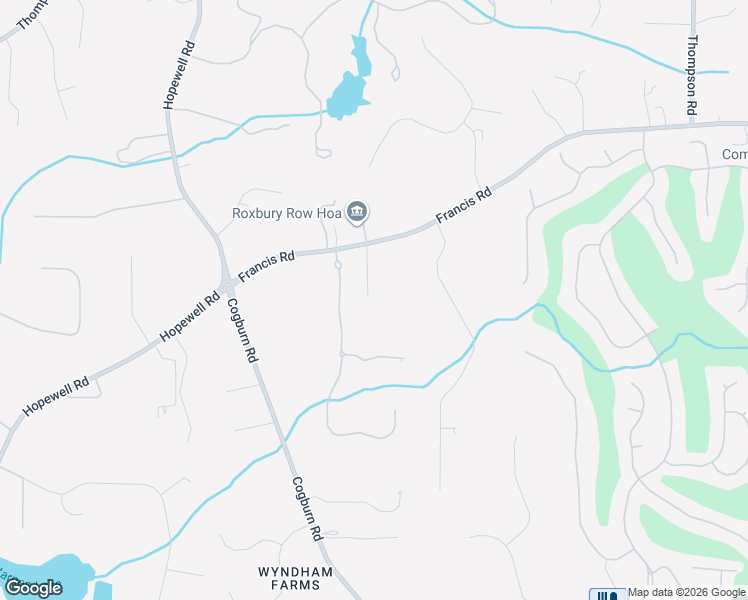 map of restaurants, bars, coffee shops, grocery stores, and more near 2785 Francis Road in Alpharetta