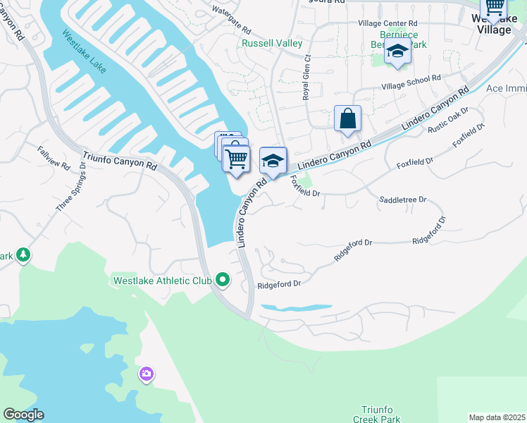 map of restaurants, bars, coffee shops, grocery stores, and more near 3728 Summershore Lane in Westlake Village
