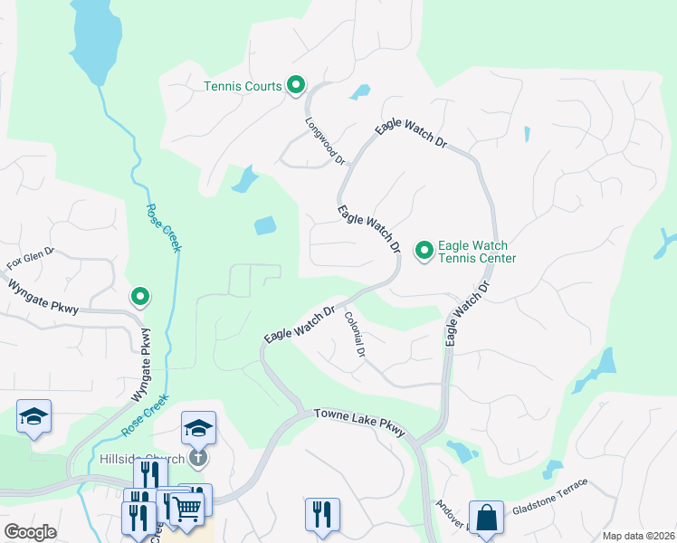map of restaurants, bars, coffee shops, grocery stores, and more near 1736 Indian Ridge Dr in Woodstock