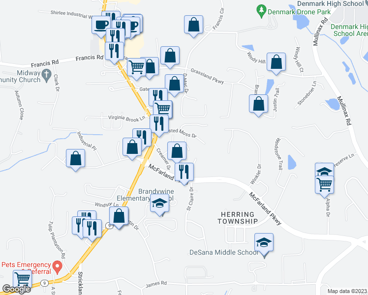 map of restaurants, bars, coffee shops, grocery stores, and more near 6250 Elmshorn Way in Alpharetta