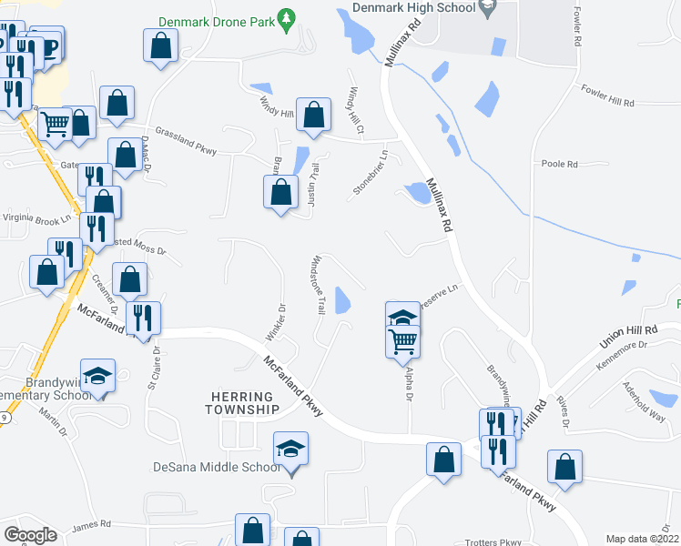 map of restaurants, bars, coffee shops, grocery stores, and more near 540 Windstone Trail in Alpharetta