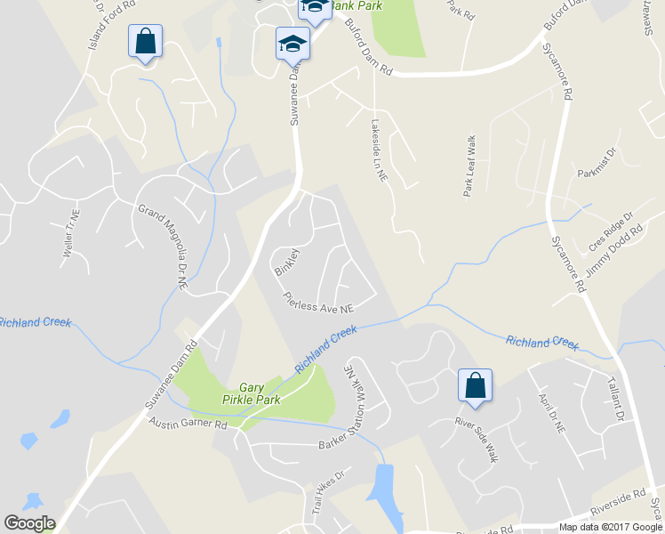 map of restaurants, bars, coffee shops, grocery stores, and more near 743 Binkley Walk in Sugar Hill