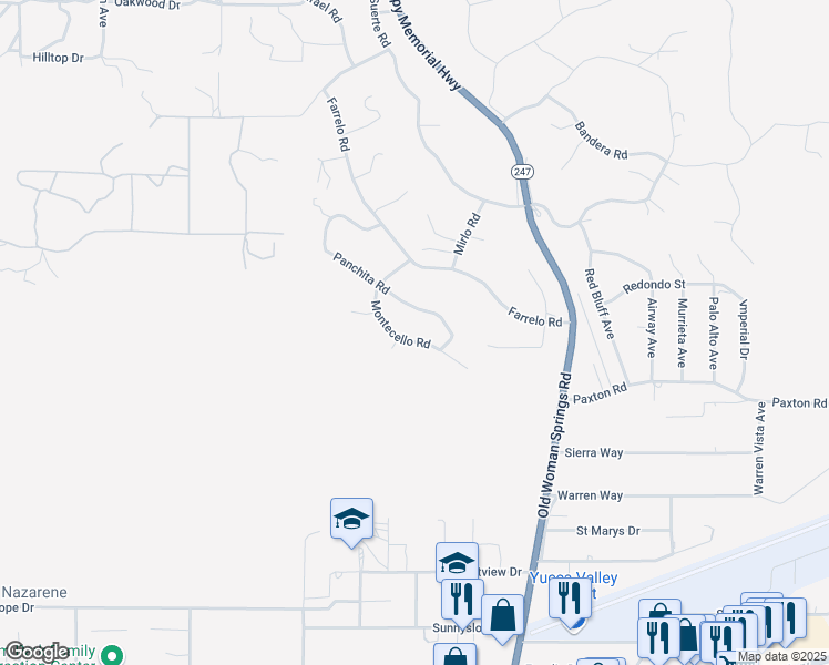 map of restaurants, bars, coffee shops, grocery stores, and more near in Yucca Valley