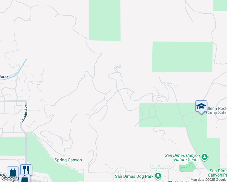 map of restaurants, bars, coffee shops, grocery stores, and more near 1641 Brasada Lane in San Dimas