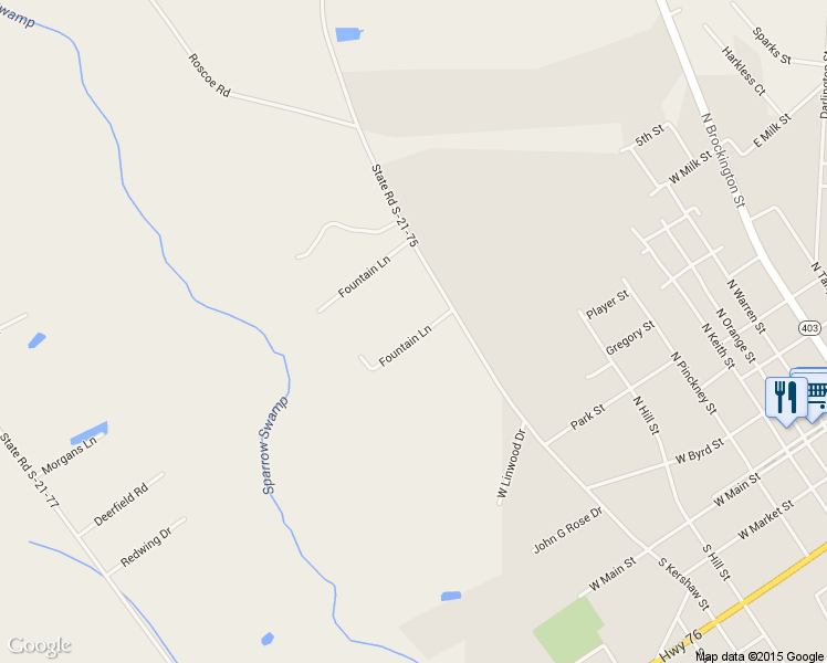 map of restaurants, bars, coffee shops, grocery stores, and more near 619 Fountain Lane in Timmonsville