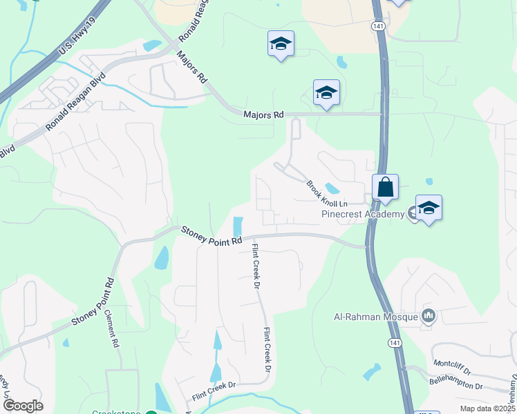map of restaurants, bars, coffee shops, grocery stores, and more near 1235 Bluestone Drive in Cumming