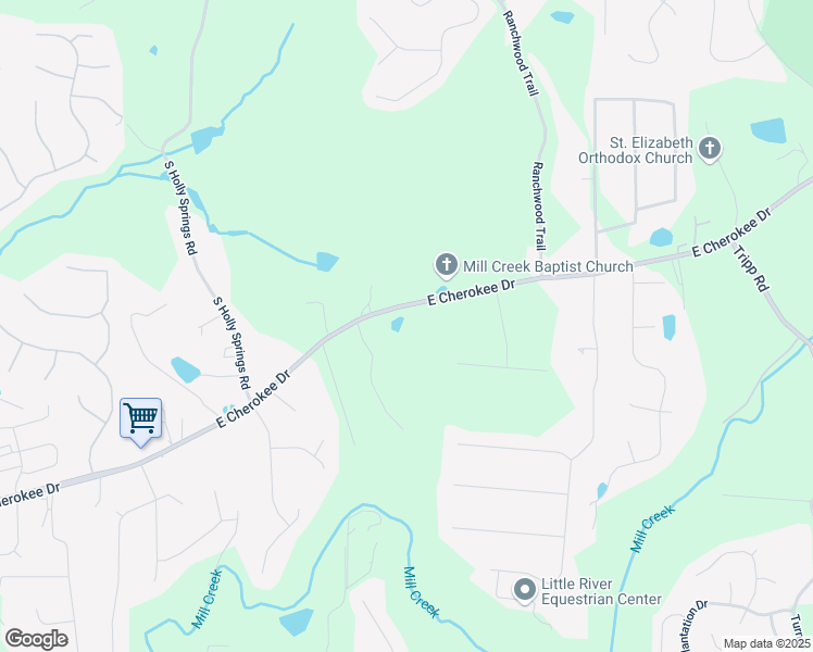 map of restaurants, bars, coffee shops, grocery stores, and more near 2184 East Cherokee Drive in Woodstock