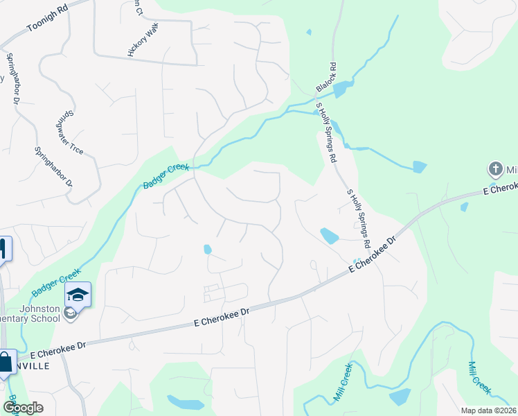 map of restaurants, bars, coffee shops, grocery stores, and more near 720 Parkside Drive in Woodstock