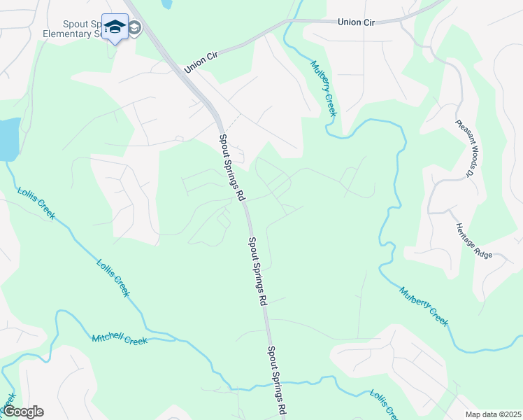 map of restaurants, bars, coffee shops, grocery stores, and more near 6827 Spout Springs Road in Flowery Branch