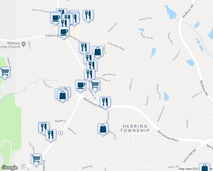 map of restaurants, bars, coffee shops, grocery stores, and more near 6215 Elmshorn Way in Alpharetta