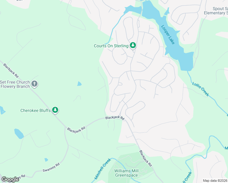 map of restaurants, bars, coffee shops, grocery stores, and more near 7722 Copper Kettle Way in Flowery Branch