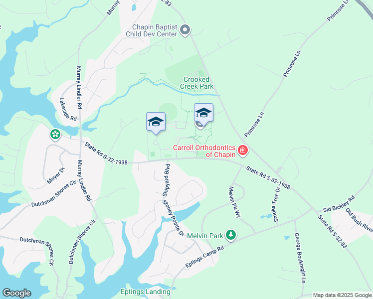 map of restaurants, bars, coffee shops, grocery stores, and more near 814 Old Bush River Road in Chapin