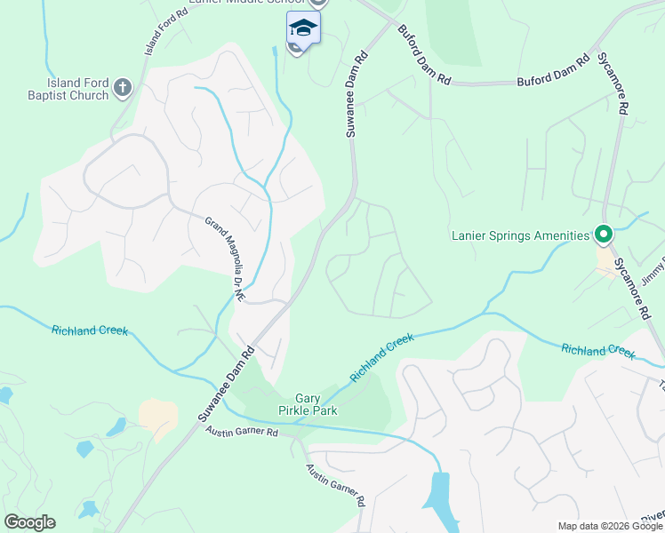 map of restaurants, bars, coffee shops, grocery stores, and more near 6631 Pierless Avenue Northeast in Sugar Hill
