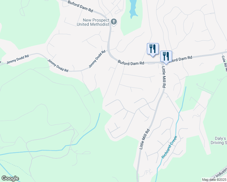map of restaurants, bars, coffee shops, grocery stores, and more near 5742 Harbor Drive Northeast in Buford