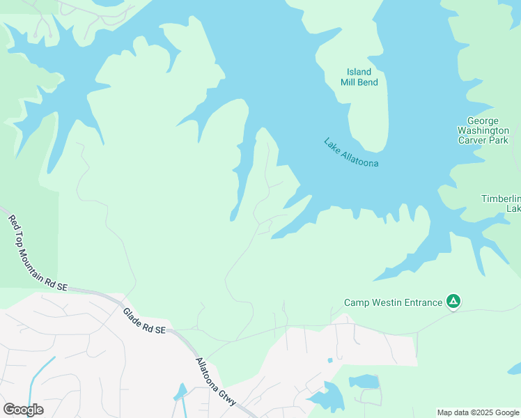 map of restaurants, bars, coffee shops, grocery stores, and more near Island Mill Road Southeast in Bartow County