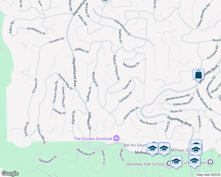map of restaurants, bars, coffee shops, grocery stores, and more near 16521 Academia Drive in Los Angeles