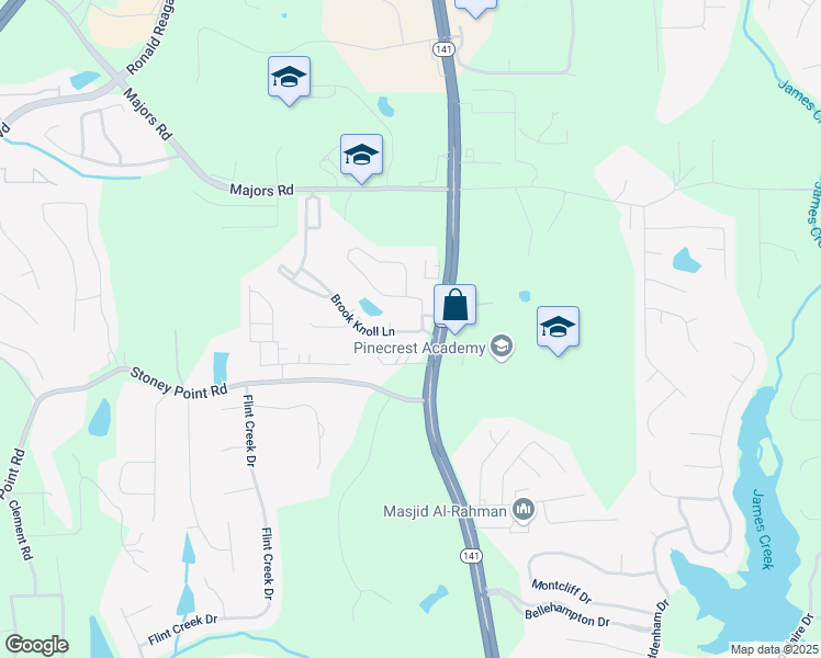 map of restaurants, bars, coffee shops, grocery stores, and more near 950 Brook Knoll Lane in Cumming