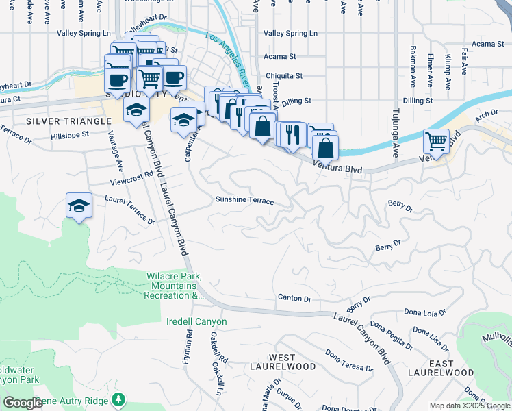 map of restaurants, bars, coffee shops, grocery stores, and more near in Los Angeles