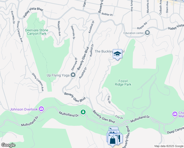 map of restaurants, bars, coffee shops, grocery stores, and more near 3664 Oakfield Drive in Los Angeles