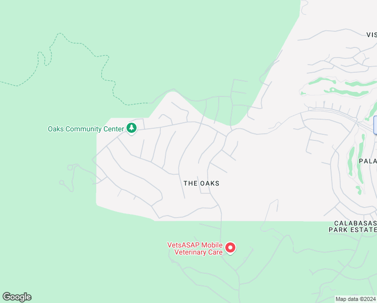 map of restaurants, bars, coffee shops, grocery stores, and more near 3960 Prado del Trigo in Calabasas