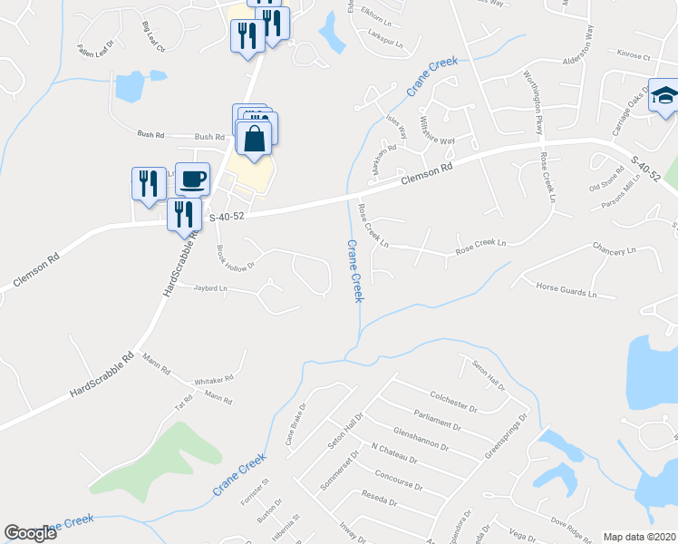 map of restaurants, bars, coffee shops, grocery stores, and more near 319 Brook Hollow Drive in Columbia